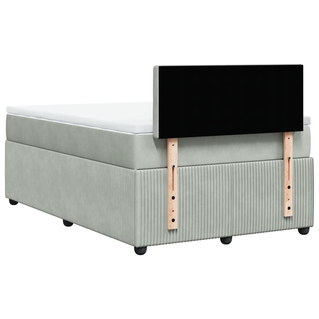 Boxspring met matras fluweel lichtgrijs 120x190 cm is nu te koop bij PeponiXL, paradijselijk wonen!