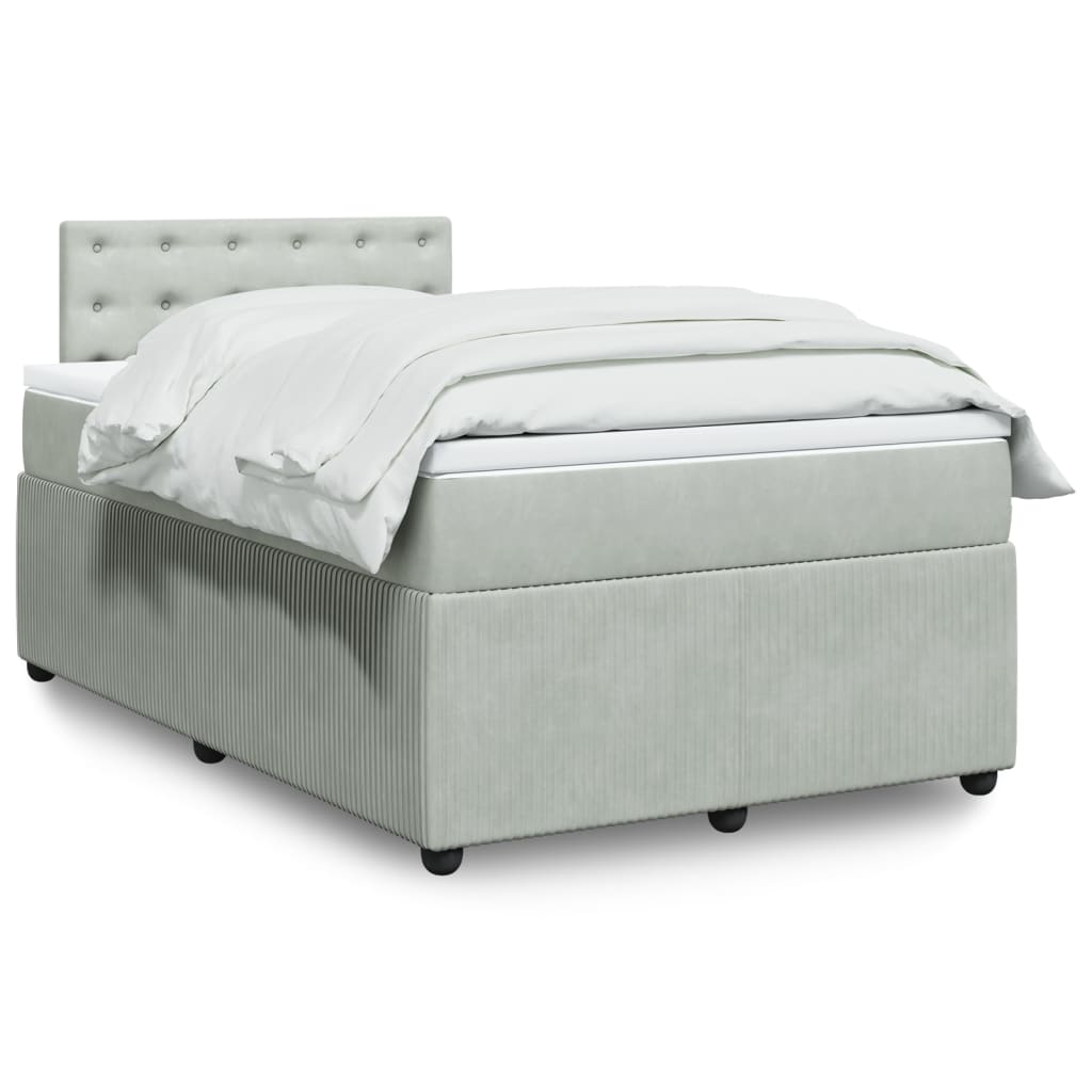 Boxspring met matras fluweel lichtgrijs 120x190 cm is nu te koop bij PeponiXL, paradijselijk wonen!
