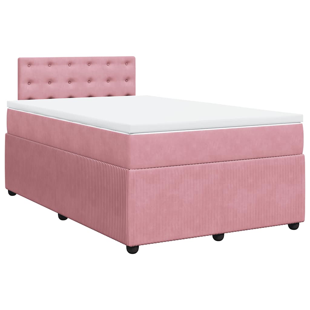 Boxspring met matras fluweel roze 120x190 cm is nu te koop bij PeponiXL, paradijselijk wonen!