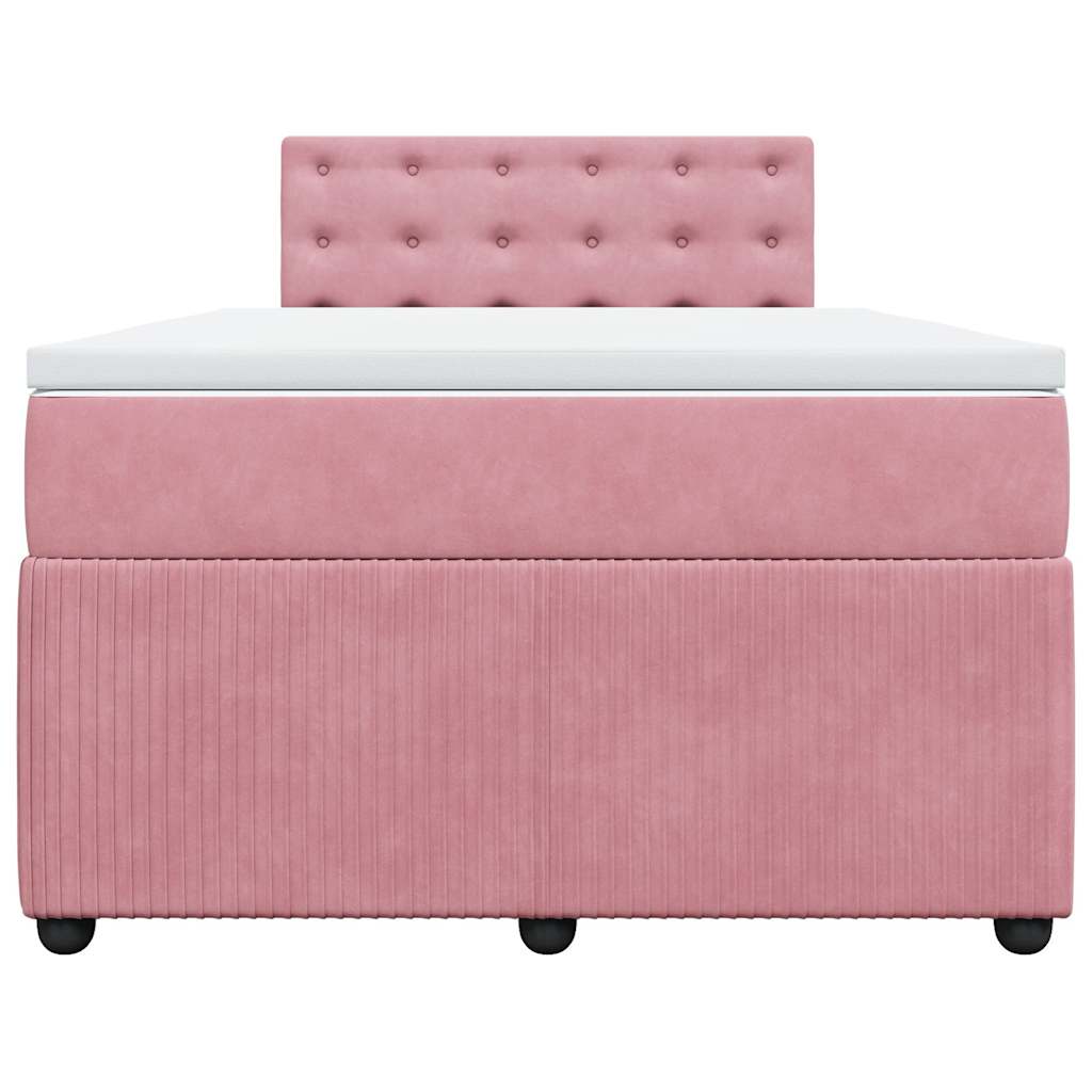 Boxspring met matras fluweel roze 120x190 cm is nu te koop bij PeponiXL, paradijselijk wonen!