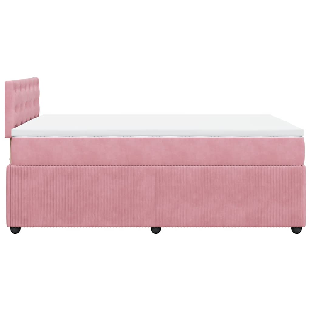 Boxspring met matras fluweel roze 120x190 cm is nu te koop bij PeponiXL, paradijselijk wonen!
