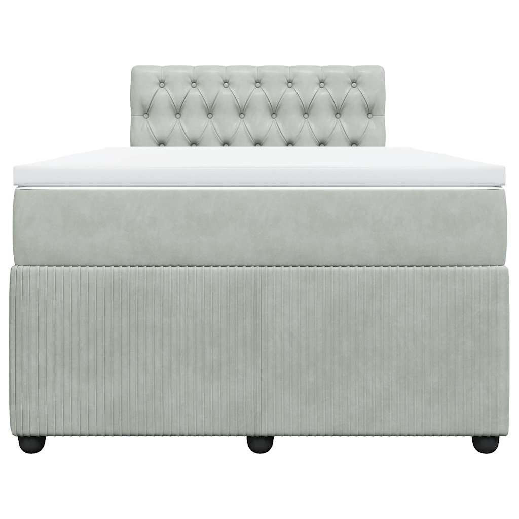 Boxspring met matras fluweel lichtgrijs 120x200 cm is nu te koop bij PeponiXL, paradijselijk wonen!