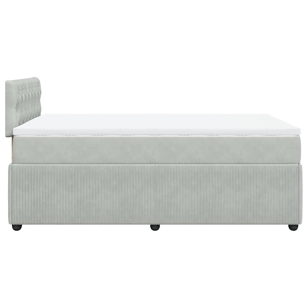 Boxspring met matras fluweel lichtgrijs 120x200 cm is nu te koop bij PeponiXL, paradijselijk wonen!