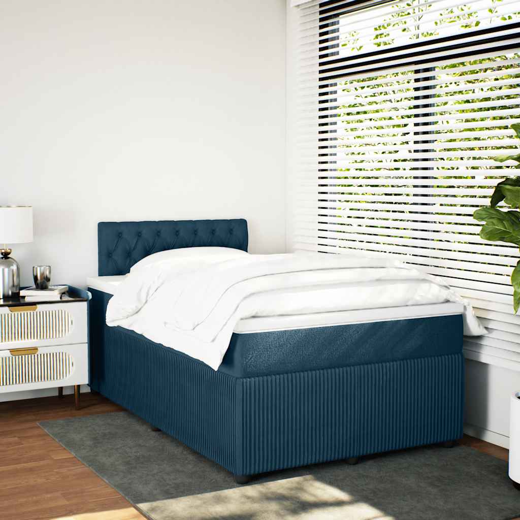 Boxspring met matras fluweel blauw 120x200 cm is nu te koop bij PeponiXL, paradijselijk wonen!