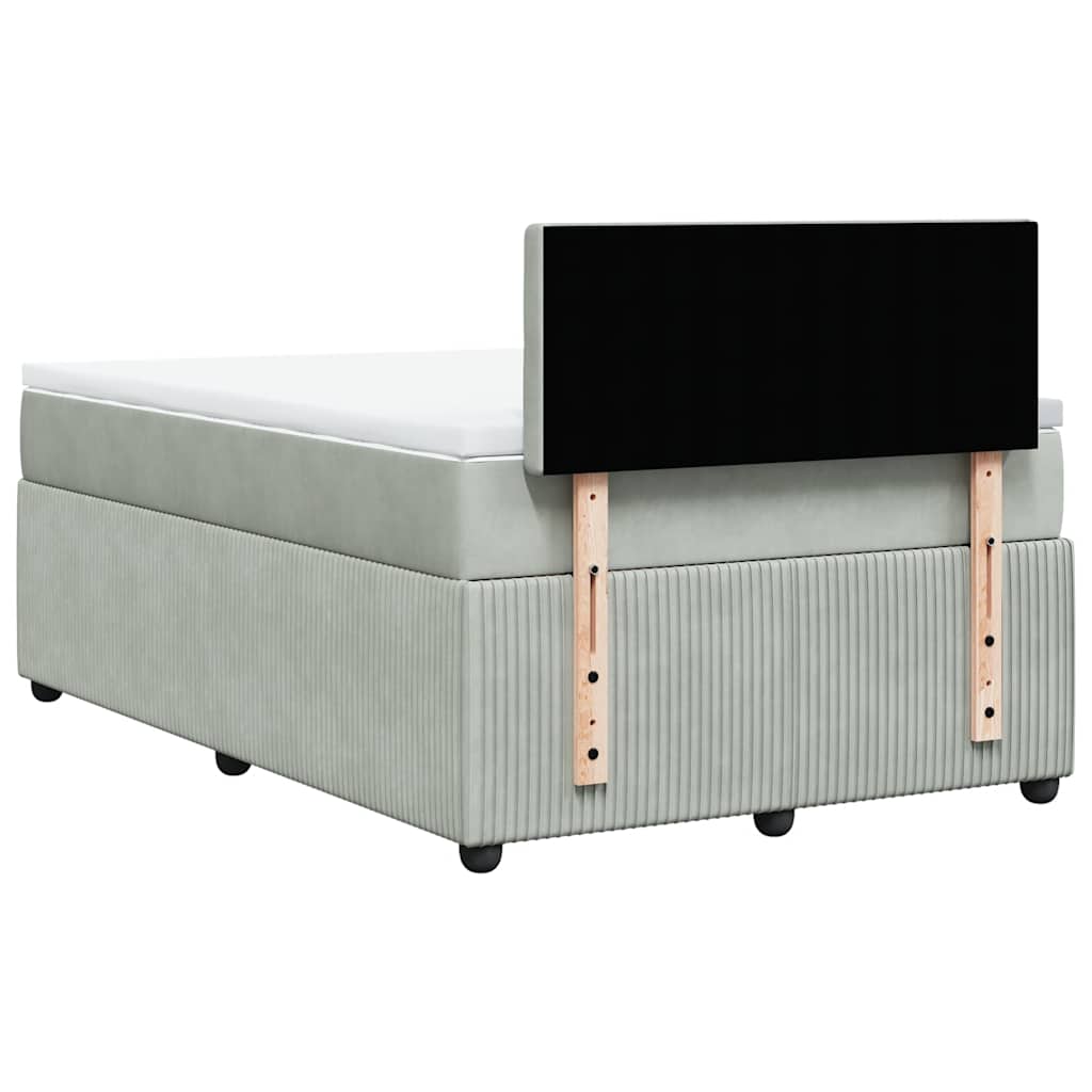 Boxspring met matras fluweel lichtgrijs 120x200 cm is nu te koop bij PeponiXL, paradijselijk wonen!