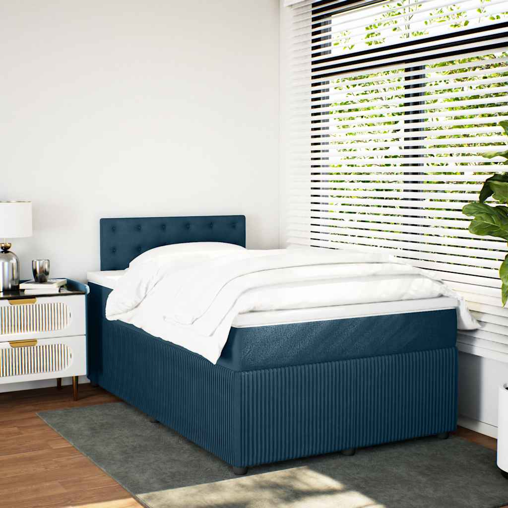 Boxspring met matras fluweel blauw 120x200 cm is nu te koop bij PeponiXL, paradijselijk wonen!