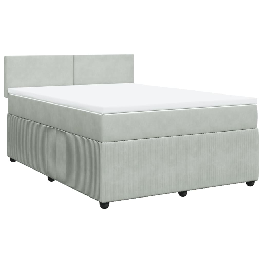 Boxspring met matras fluweel lichtgrijs 140x190 cm is nu te koop bij PeponiXL, paradijselijk wonen!