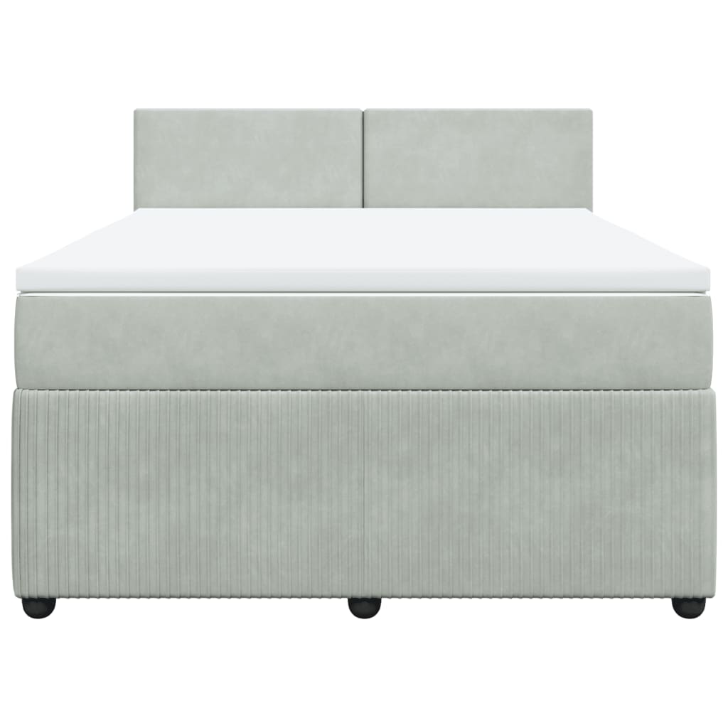 Boxspring met matras fluweel lichtgrijs 140x190 cm is nu te koop bij PeponiXL, paradijselijk wonen!