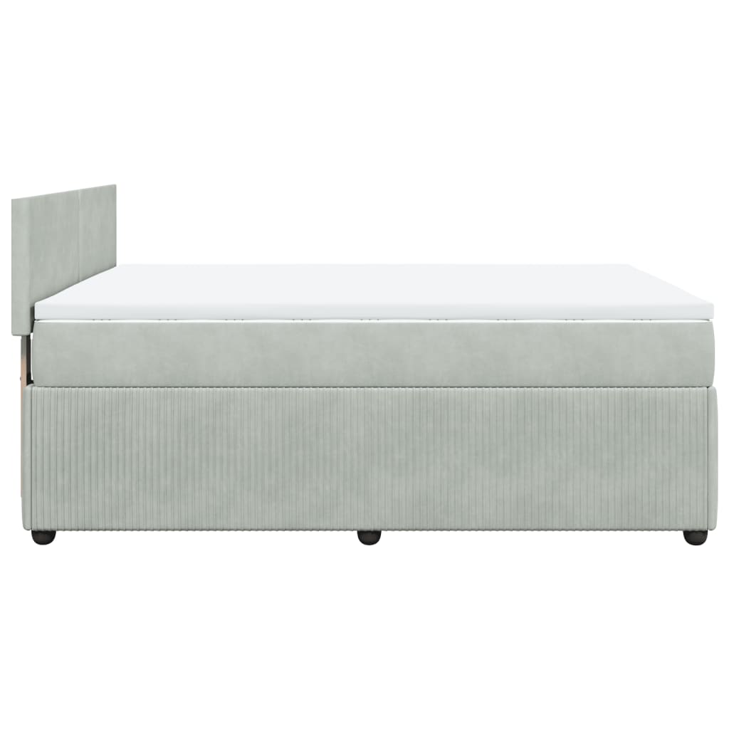 Boxspring met matras fluweel lichtgrijs 140x190 cm is nu te koop bij PeponiXL, paradijselijk wonen!