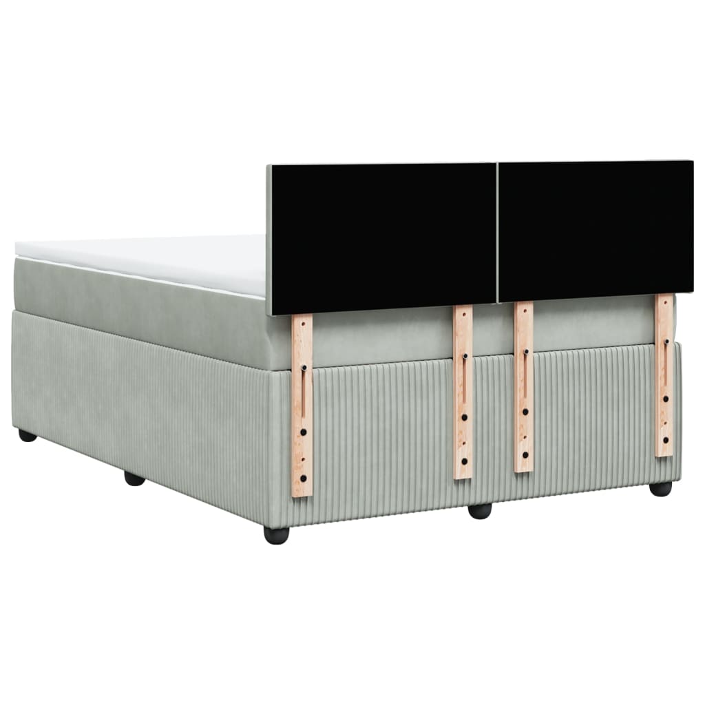 Boxspring met matras fluweel lichtgrijs 140x190 cm is nu te koop bij PeponiXL, paradijselijk wonen!