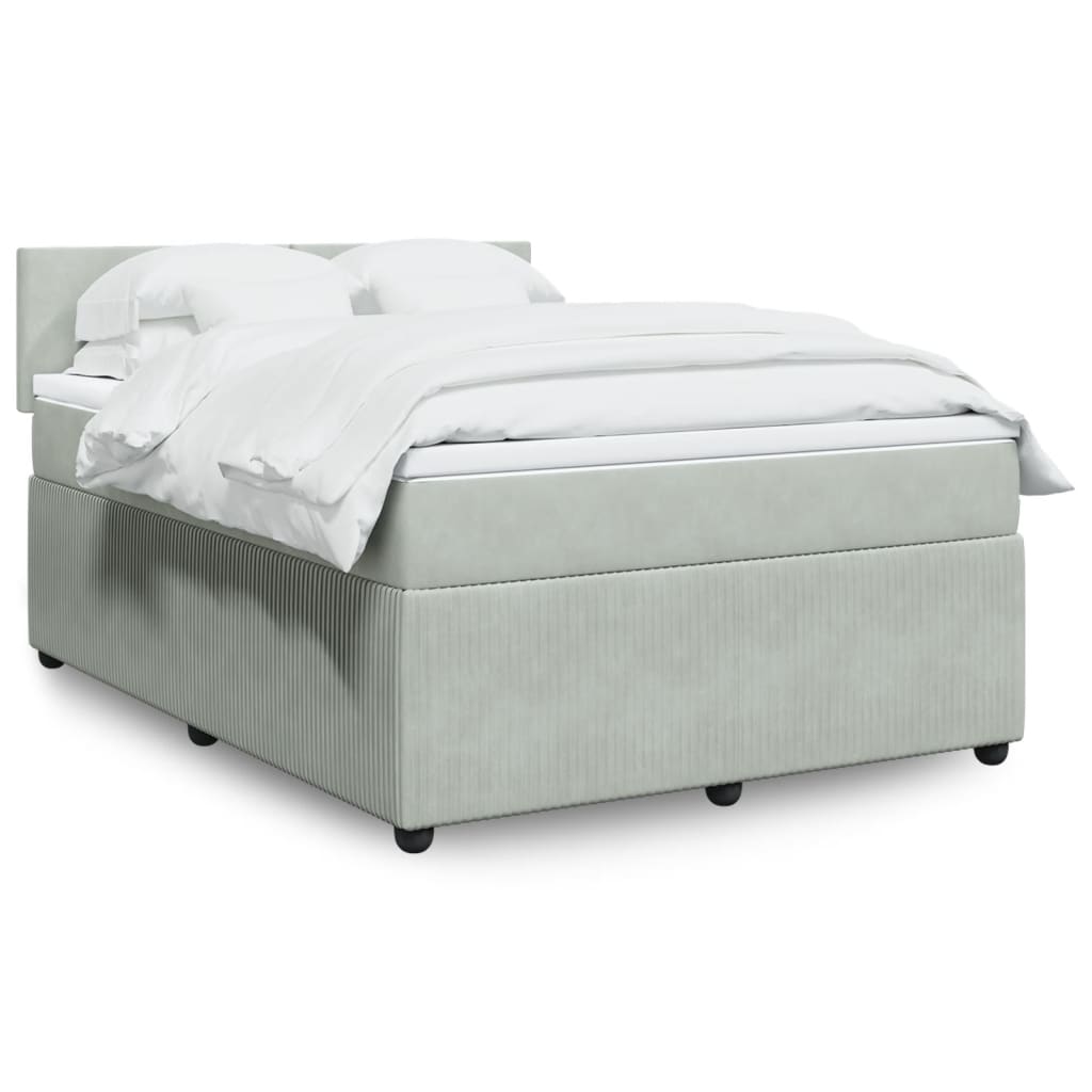 Boxspring met matras fluweel lichtgrijs 140x190 cm is nu te koop bij PeponiXL, paradijselijk wonen!