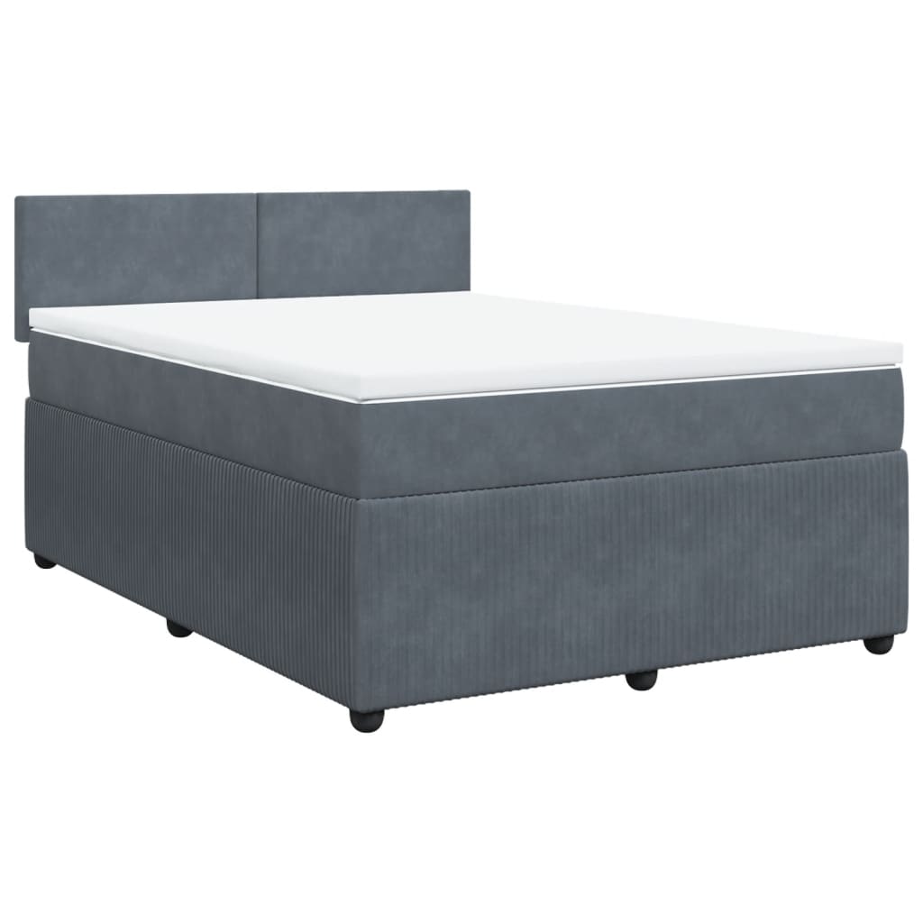 Boxspring met matras fluweel donkergrijs 140x190 cm is nu te koop bij PeponiXL, paradijselijk wonen!