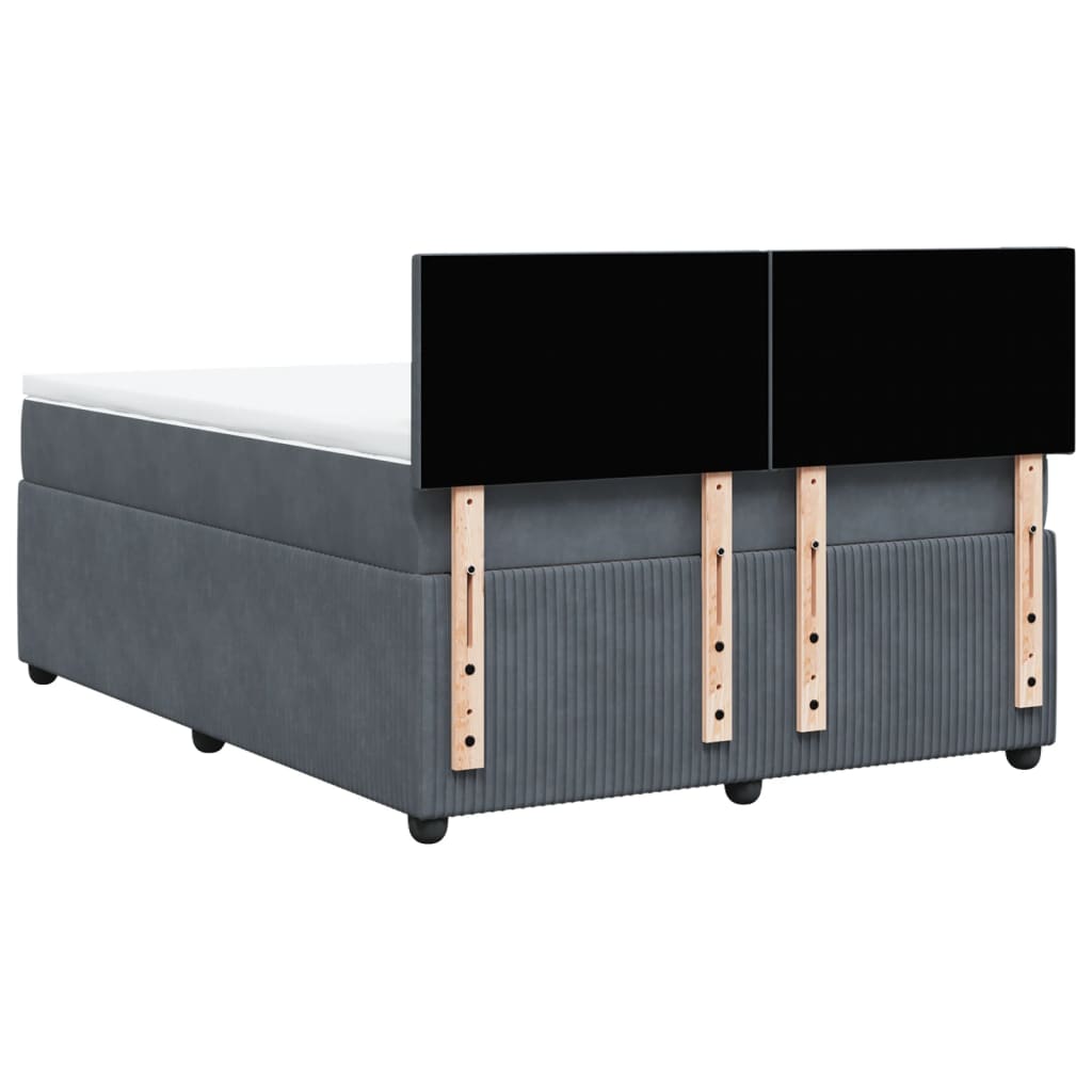 Boxspring met matras fluweel donkergrijs 140x190 cm is nu te koop bij PeponiXL, paradijselijk wonen!