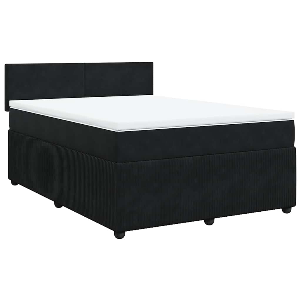 Boxspring met matras fluweel zwart 140x190 cm is nu te koop bij PeponiXL, paradijselijk wonen!