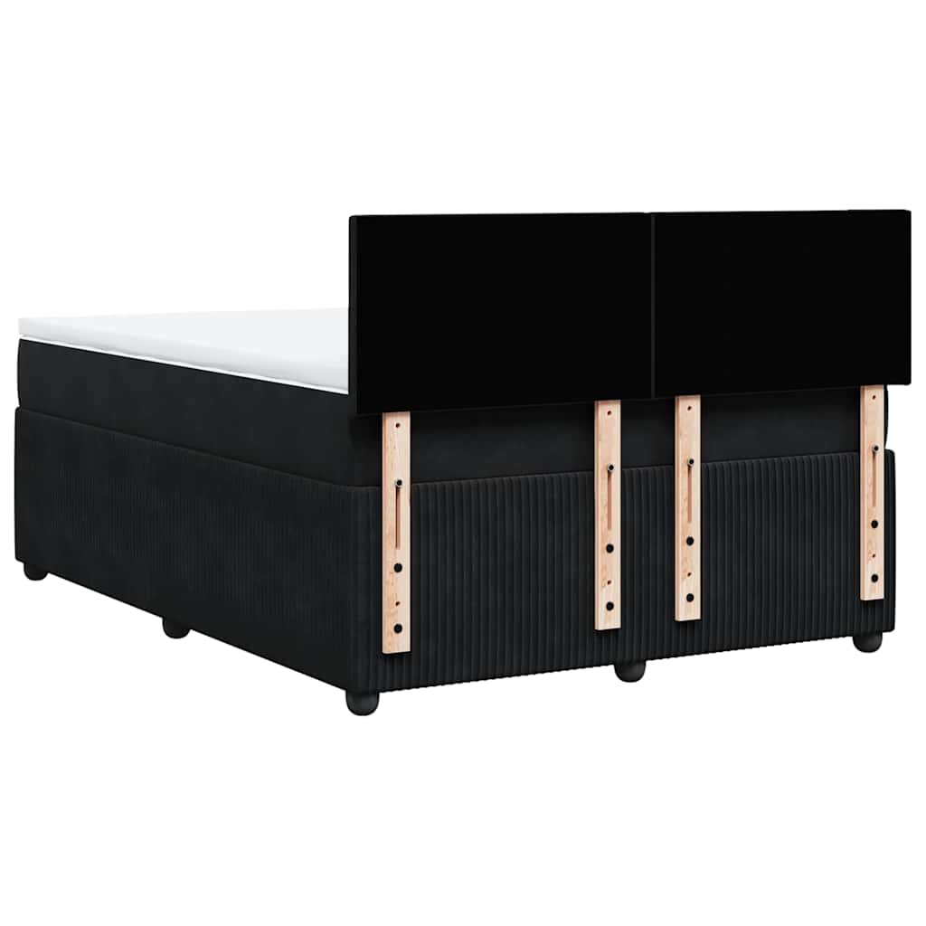 Boxspring met matras fluweel zwart 140x190 cm is nu te koop bij PeponiXL, paradijselijk wonen!