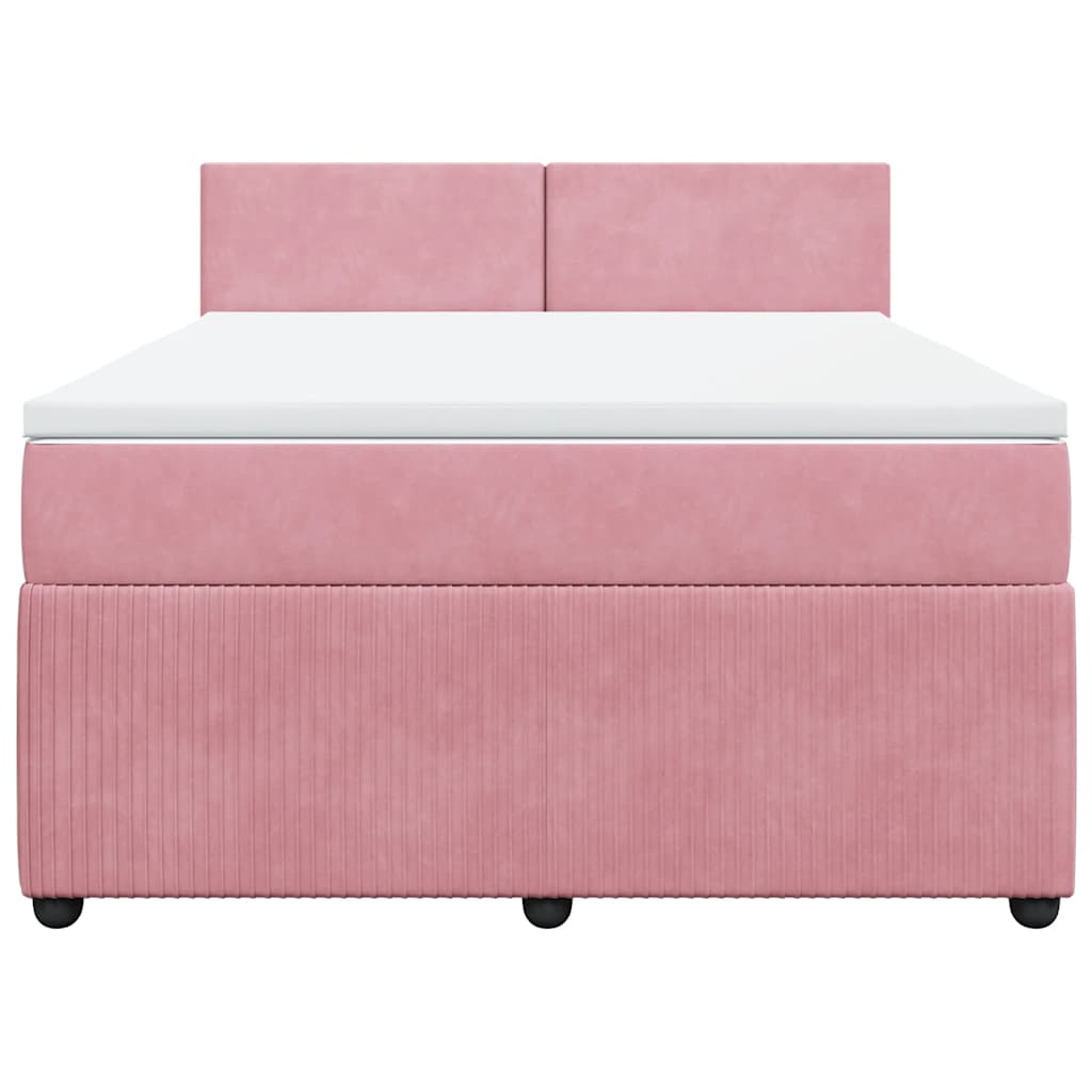 Boxspring met matras fluweel roze 140x190 cm is nu te koop bij PeponiXL, paradijselijk wonen!