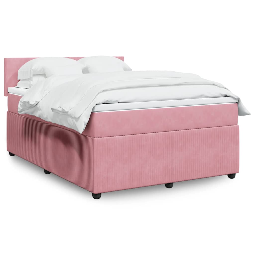 Boxspring met matras fluweel roze 140x190 cm is nu te koop bij PeponiXL, paradijselijk wonen!