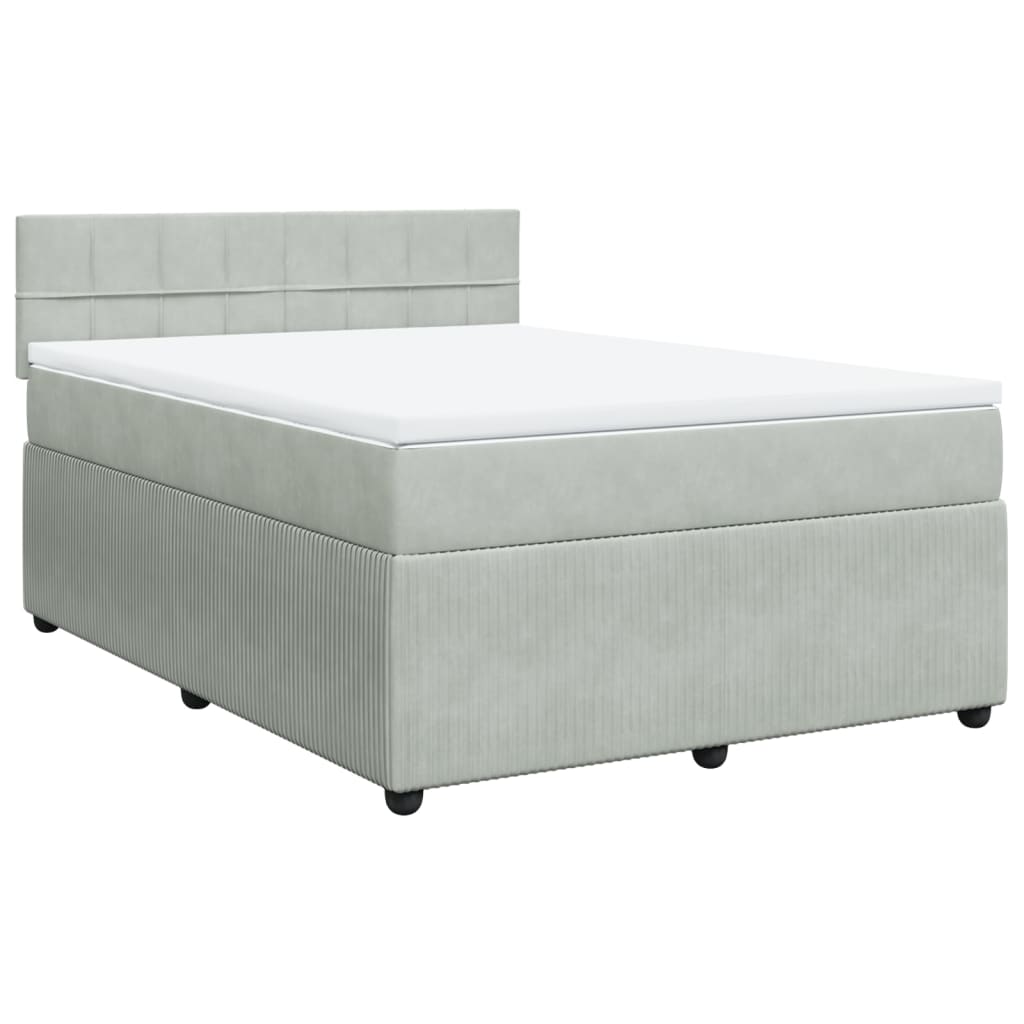 Boxspring met matras fluweel lichtgrijs 140x190 cm is nu te koop bij PeponiXL, paradijselijk wonen!