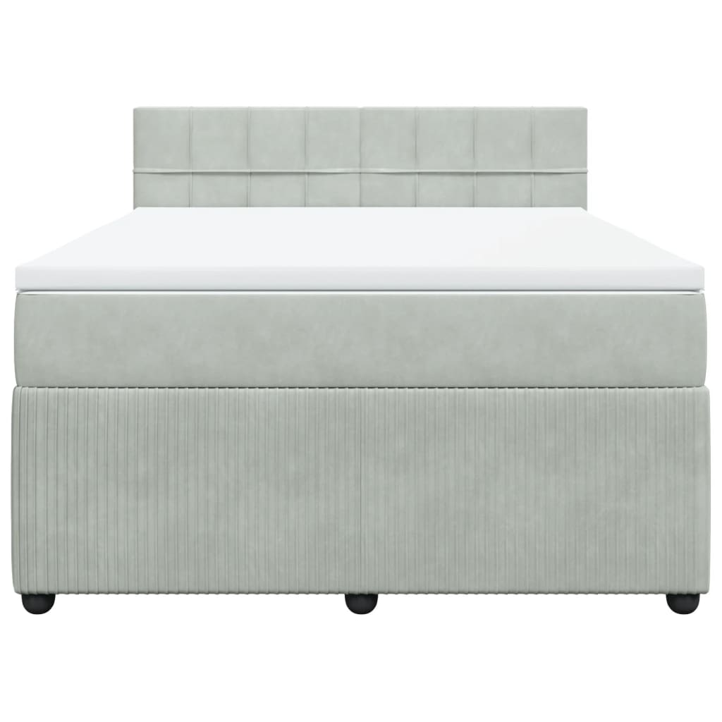 Boxspring met matras fluweel lichtgrijs 140x190 cm is nu te koop bij PeponiXL, paradijselijk wonen!