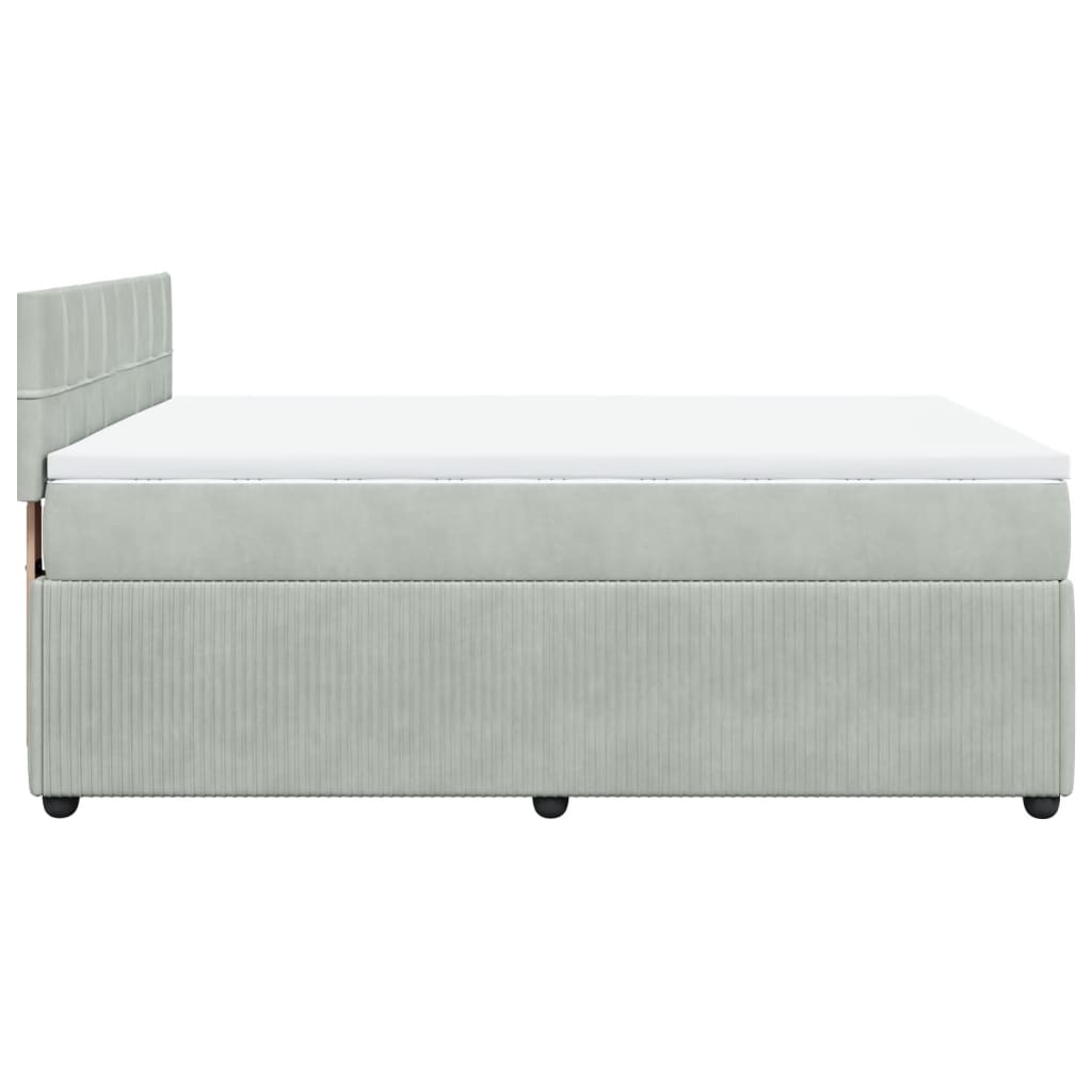 Boxspring met matras fluweel lichtgrijs 140x190 cm is nu te koop bij PeponiXL, paradijselijk wonen!