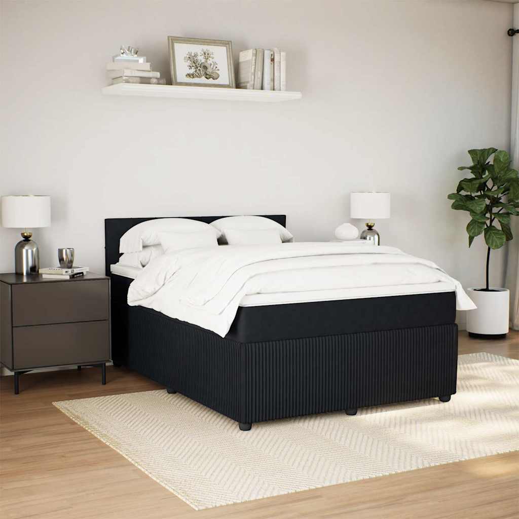 Boxspring met matras fluweel zwart 140x190 cm is nu te koop bij PeponiXL, paradijselijk wonen!