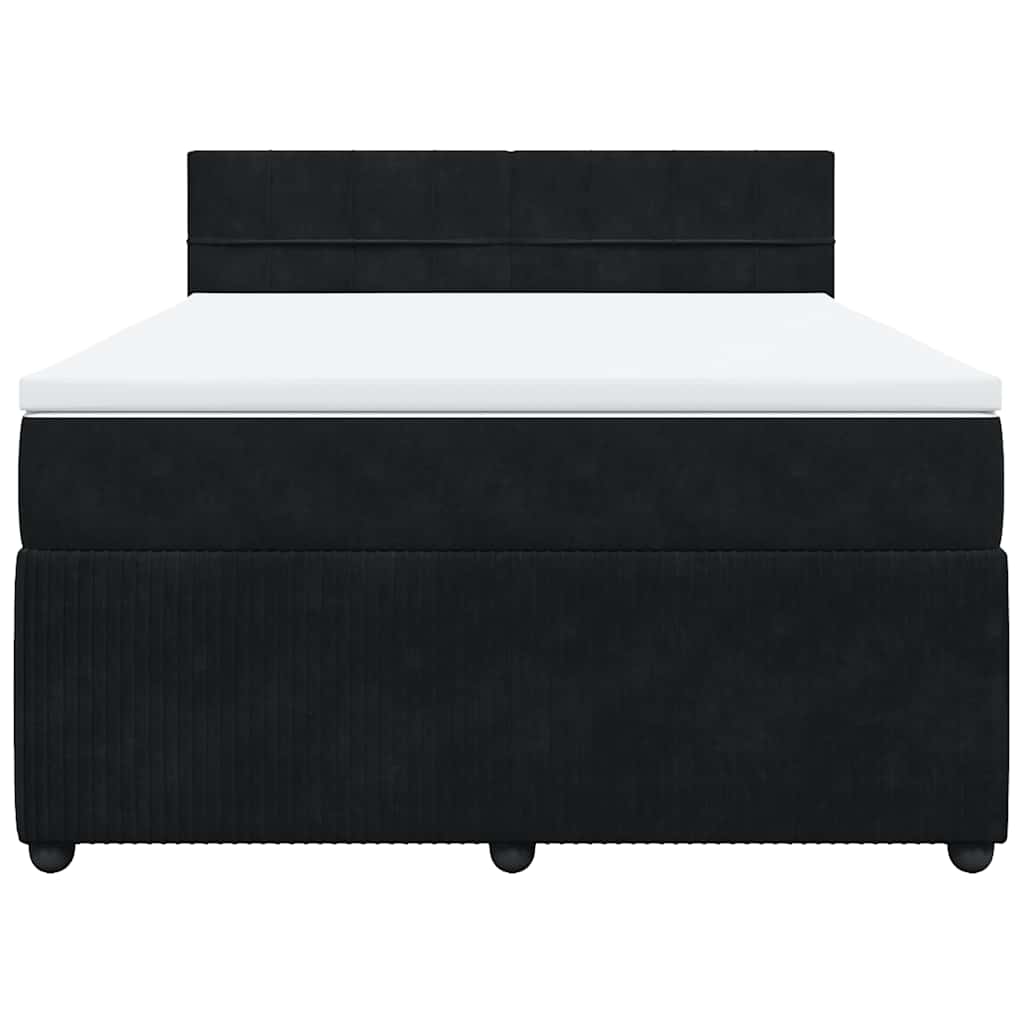 Boxspring met matras fluweel zwart 140x190 cm is nu te koop bij PeponiXL, paradijselijk wonen!