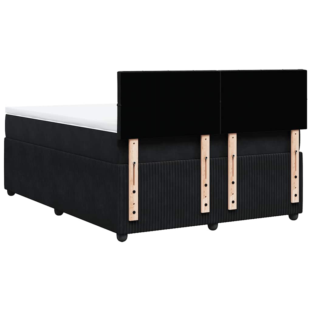Boxspring met matras fluweel zwart 140x190 cm is nu te koop bij PeponiXL, paradijselijk wonen!