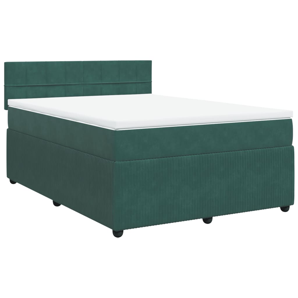 Boxspring met matras fluweel donkergroen 140x190 cm is nu te koop bij PeponiXL, paradijselijk wonen!