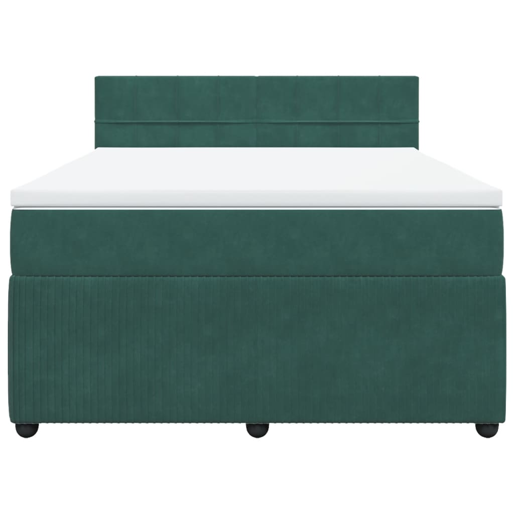 Boxspring met matras fluweel donkergroen 140x190 cm is nu te koop bij PeponiXL, paradijselijk wonen!