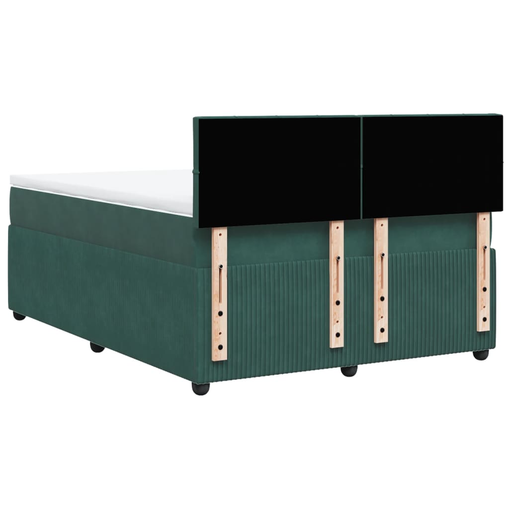 Boxspring met matras fluweel donkergroen 140x190 cm is nu te koop bij PeponiXL, paradijselijk wonen!