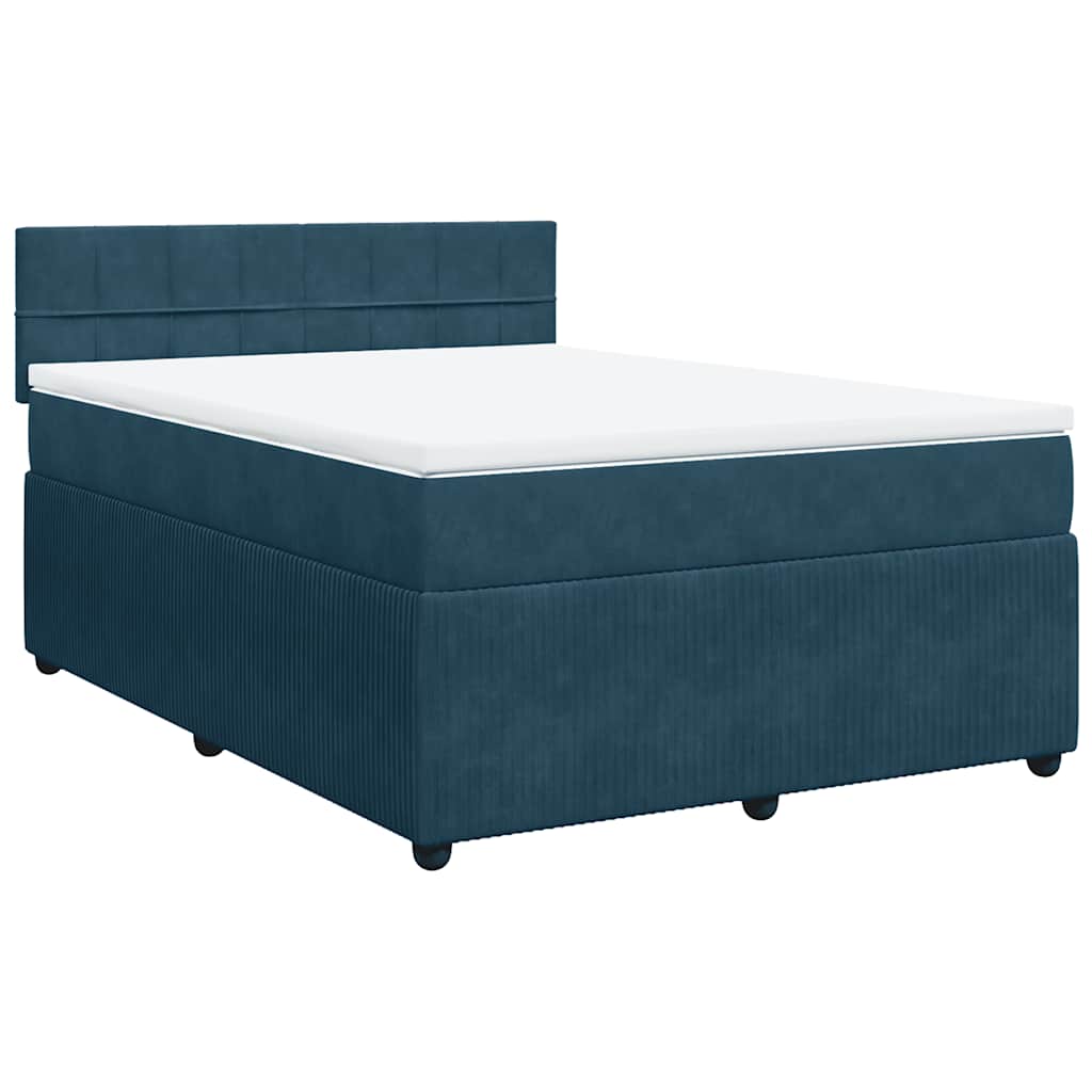 Boxspring met matras fluweel blauw 140x190 cm is nu te koop bij PeponiXL, paradijselijk wonen!