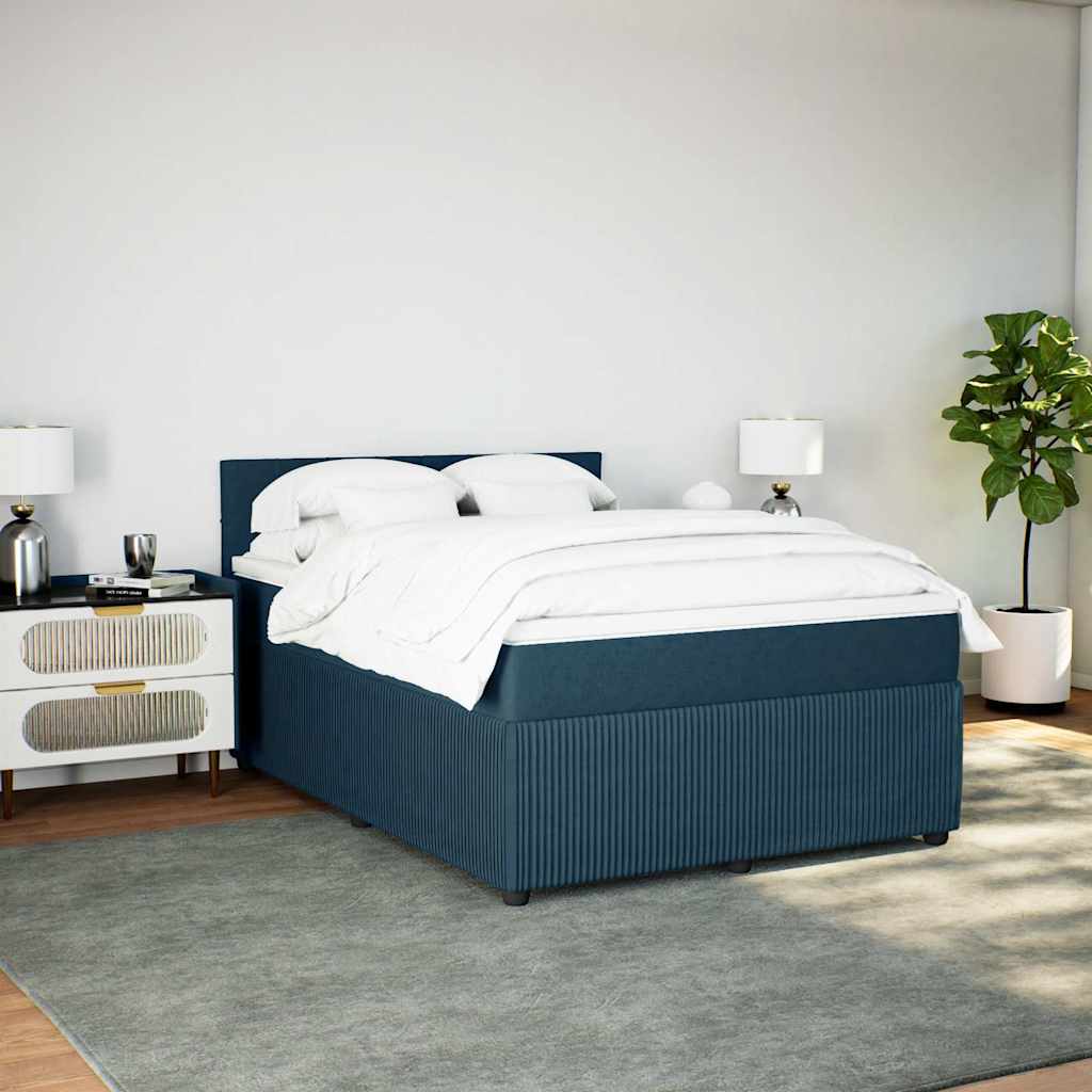 Boxspring met matras fluweel blauw 140x190 cm is nu te koop bij PeponiXL, paradijselijk wonen!
