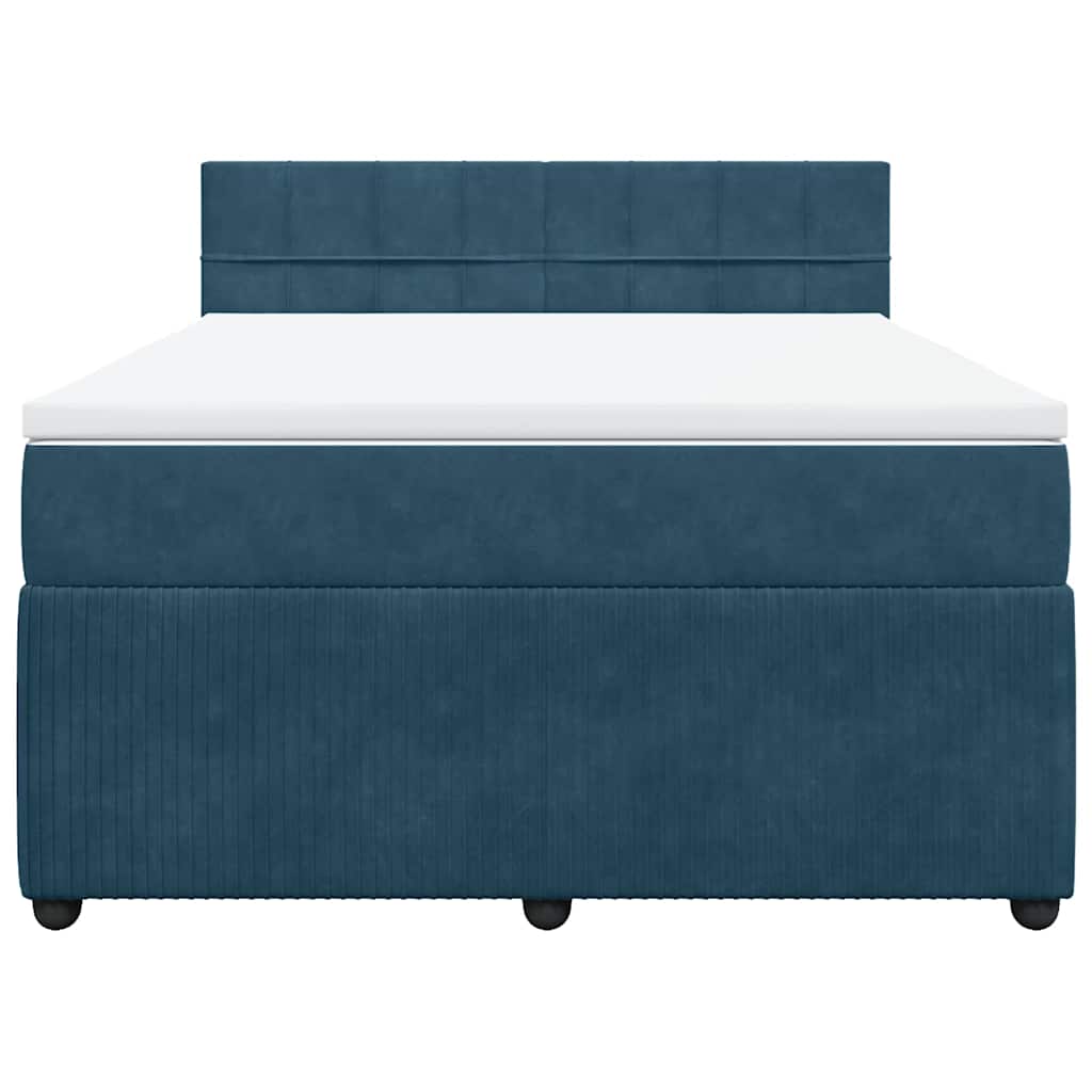Boxspring met matras fluweel blauw 140x190 cm is nu te koop bij PeponiXL, paradijselijk wonen!