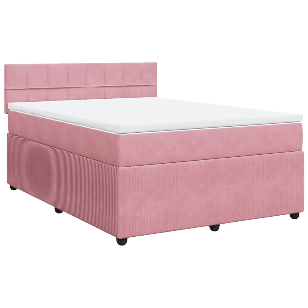 Boxspring met matras fluweel roze 140x190 cm is nu te koop bij PeponiXL, paradijselijk wonen!