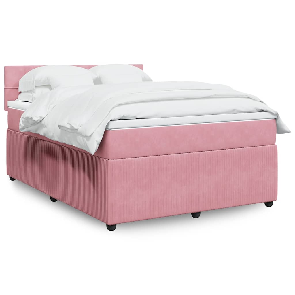 Boxspring met matras fluweel roze 140x190 cm is nu te koop bij PeponiXL, paradijselijk wonen!