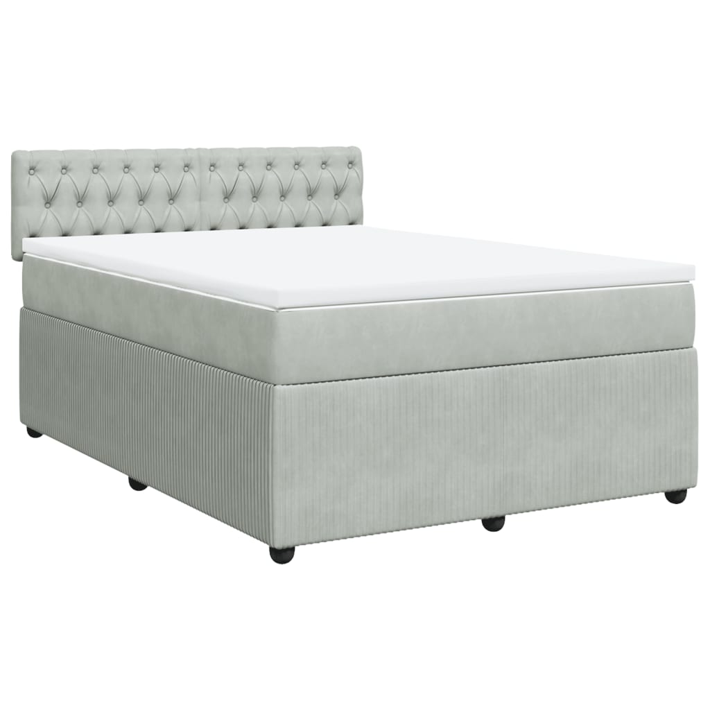 Boxspring met matras fluweel lichtgrijs 140x190 cm is nu te koop bij PeponiXL, paradijselijk wonen!