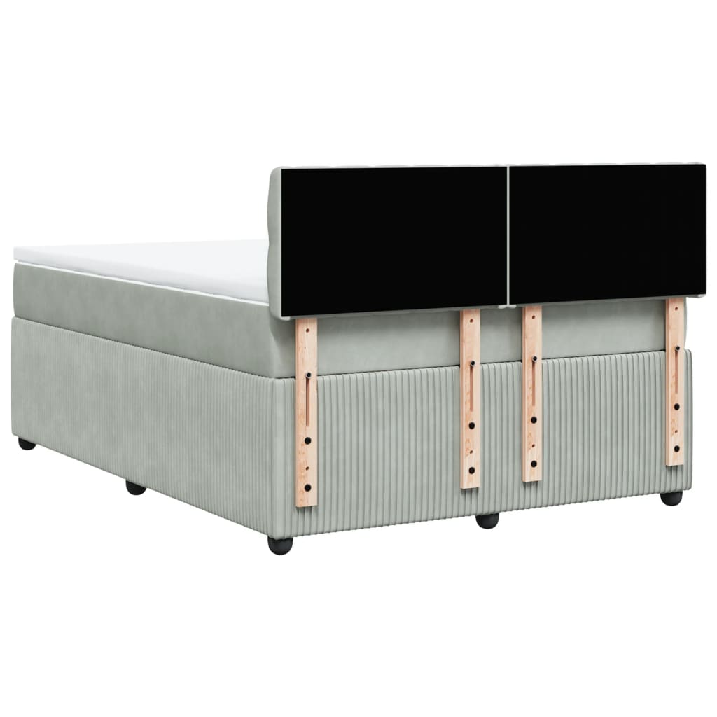 Boxspring met matras fluweel lichtgrijs 140x190 cm is nu te koop bij PeponiXL, paradijselijk wonen!