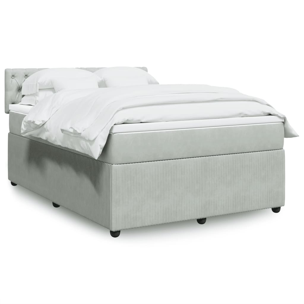 Boxspring met matras fluweel lichtgrijs 140x190 cm is nu te koop bij PeponiXL, paradijselijk wonen!