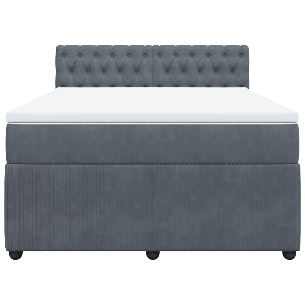 Boxspring met matras fluweel donkergrijs 140x190 cm is nu te koop bij PeponiXL, paradijselijk wonen!