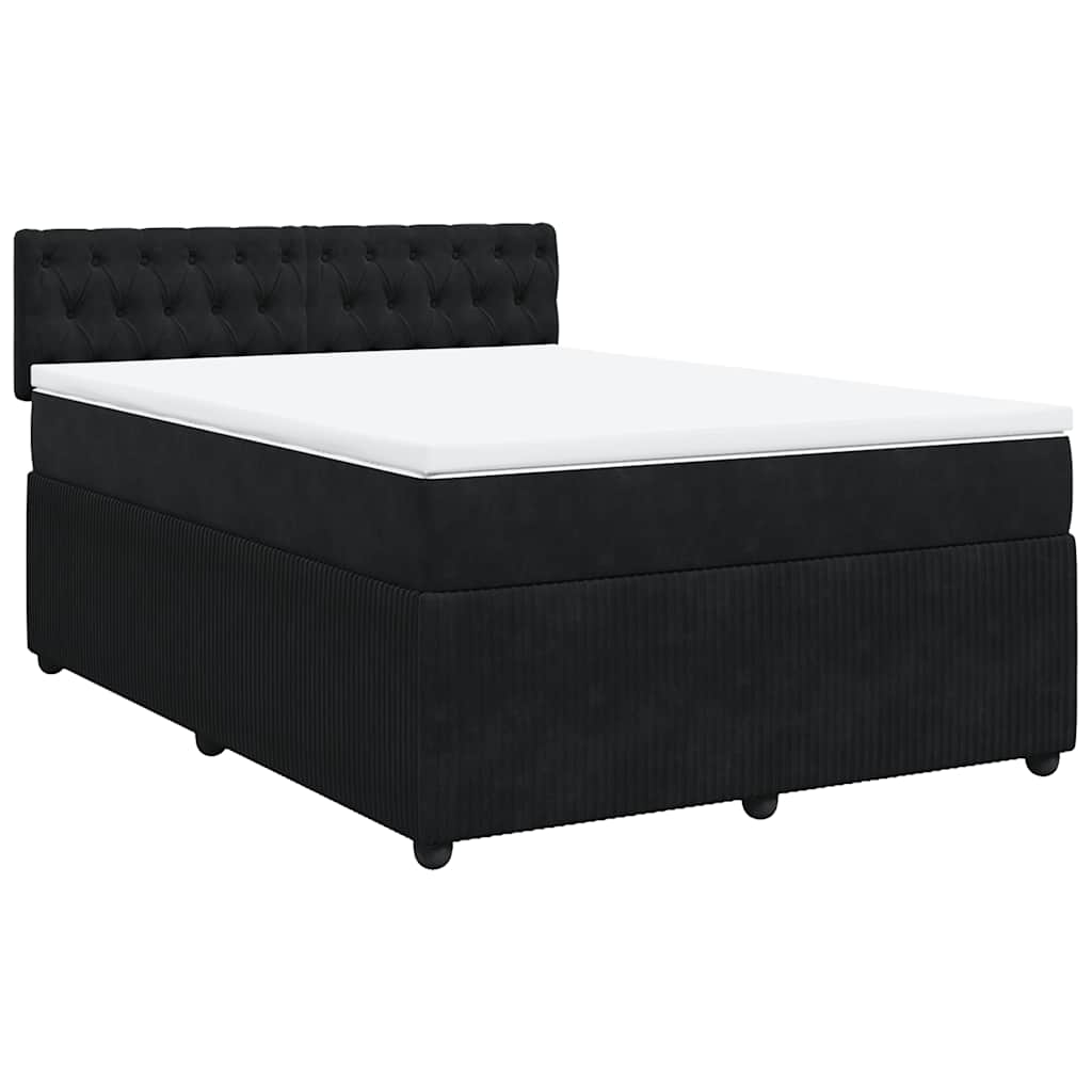 Boxspring met matras fluweel zwart 140x190 cm is nu te koop bij PeponiXL, paradijselijk wonen!