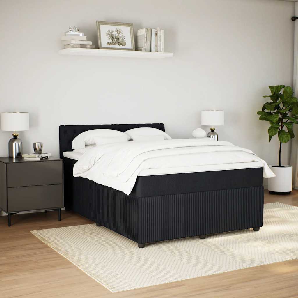 Boxspring met matras fluweel zwart 140x190 cm is nu te koop bij PeponiXL, paradijselijk wonen!