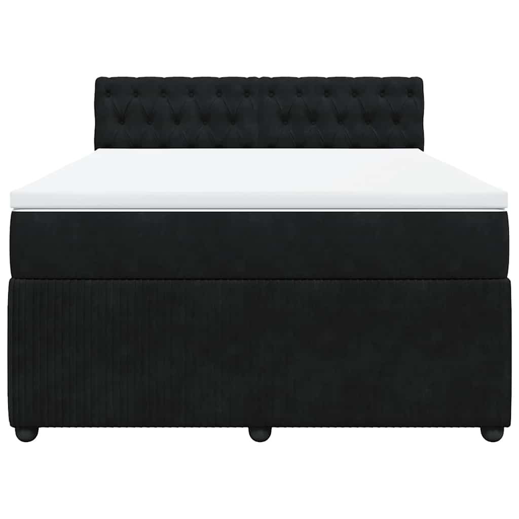 Boxspring met matras fluweel zwart 140x190 cm is nu te koop bij PeponiXL, paradijselijk wonen!