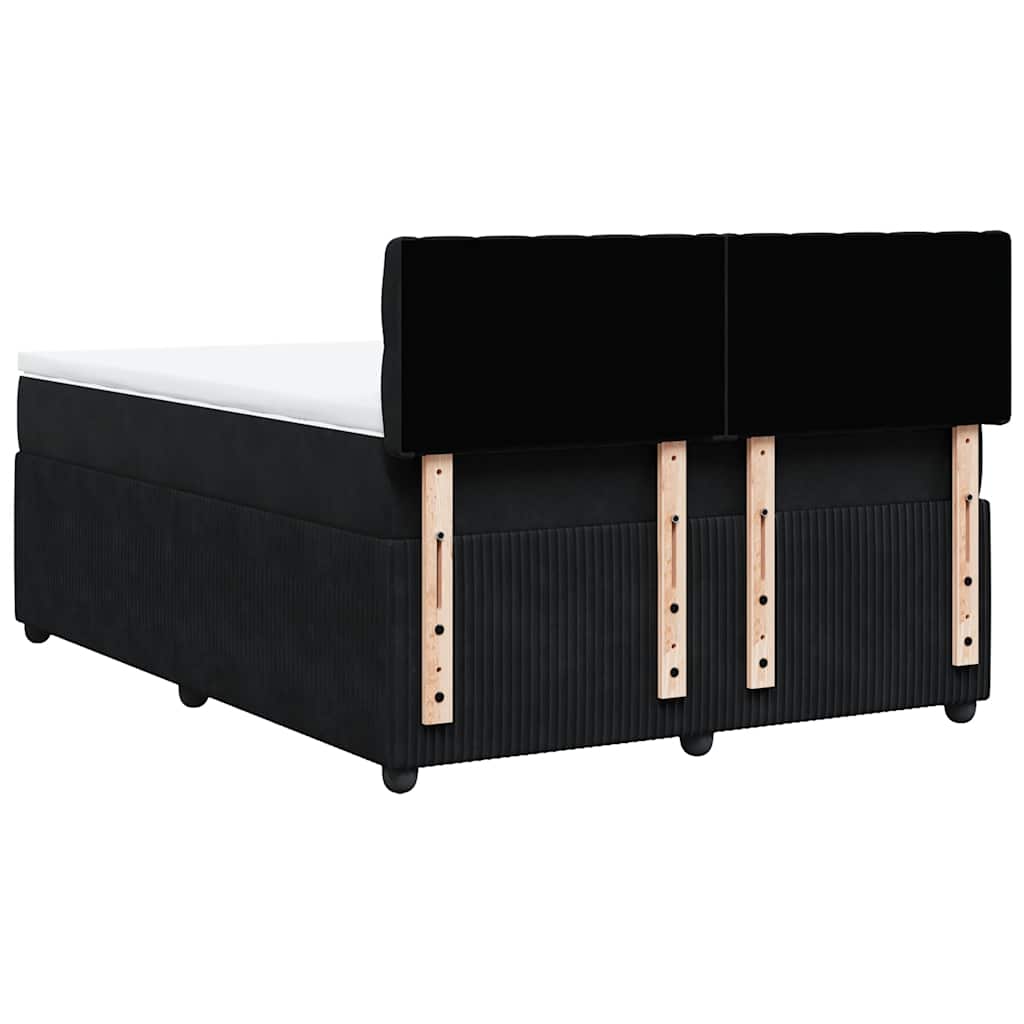 Boxspring met matras fluweel zwart 140x190 cm is nu te koop bij PeponiXL, paradijselijk wonen!