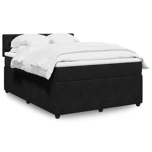 Boxspring met matras fluweel zwart 140x190 cm is nu te koop bij PeponiXL, paradijselijk wonen!