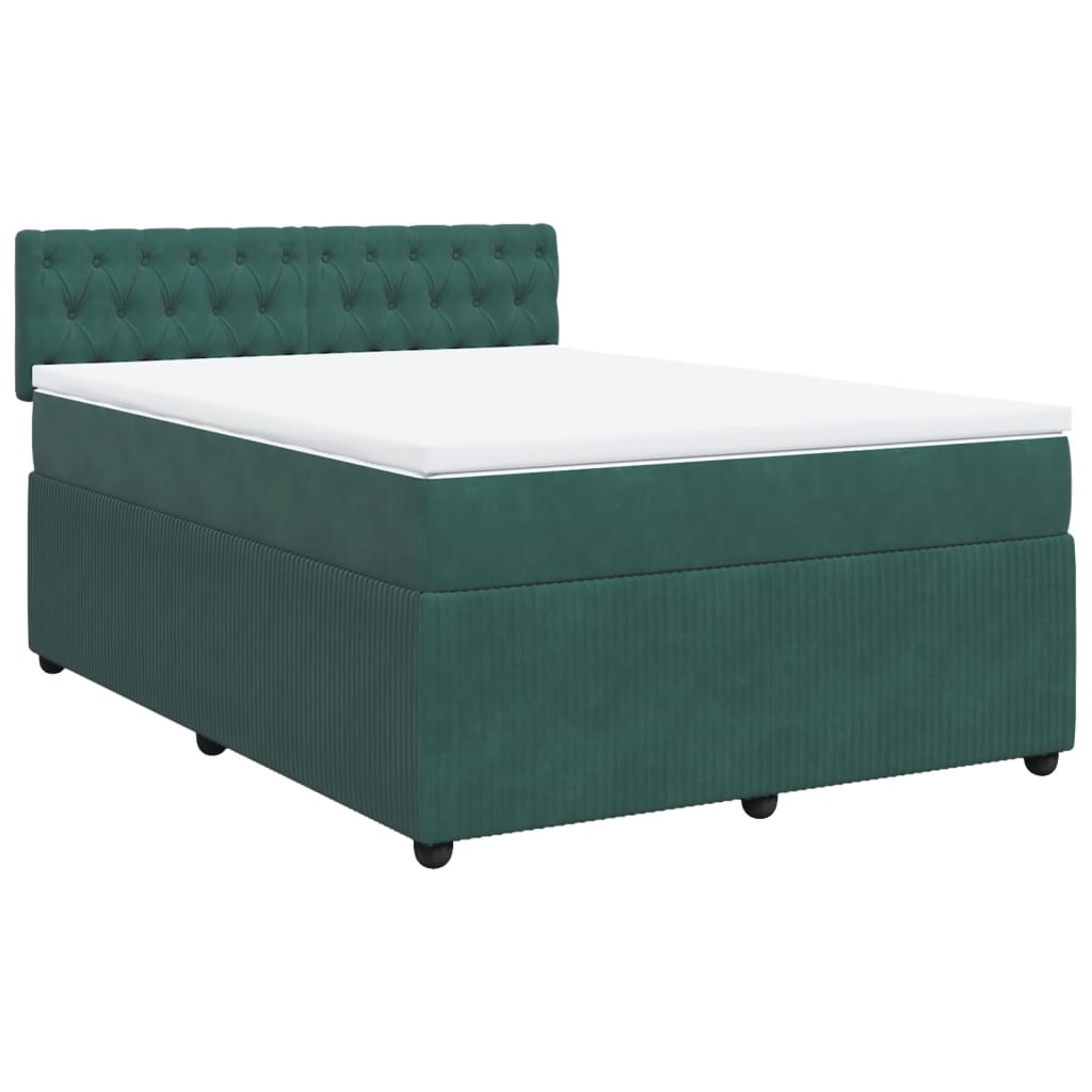 Boxspring met matras fluweel donkergroen 140x190 cm is nu te koop bij PeponiXL, paradijselijk wonen!