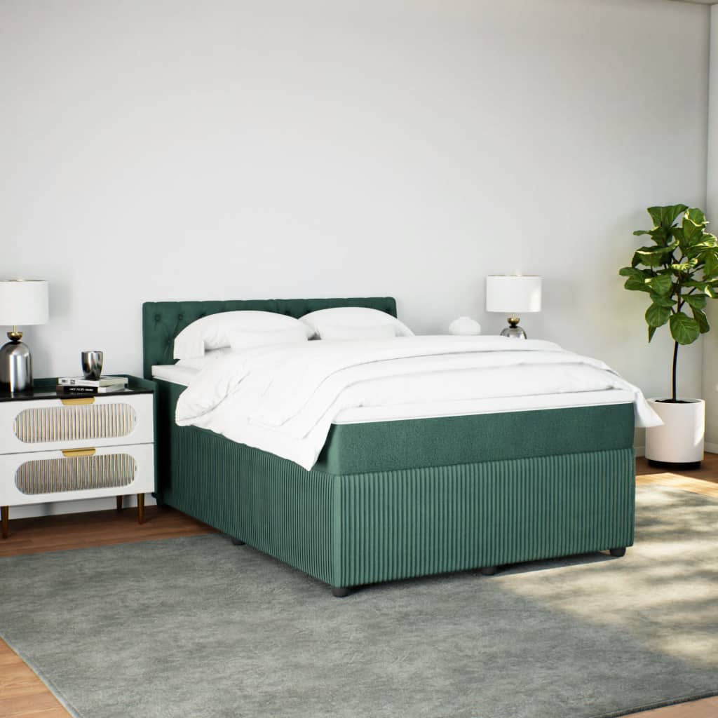 Boxspring met matras fluweel donkergroen 140x190 cm is nu te koop bij PeponiXL, paradijselijk wonen!