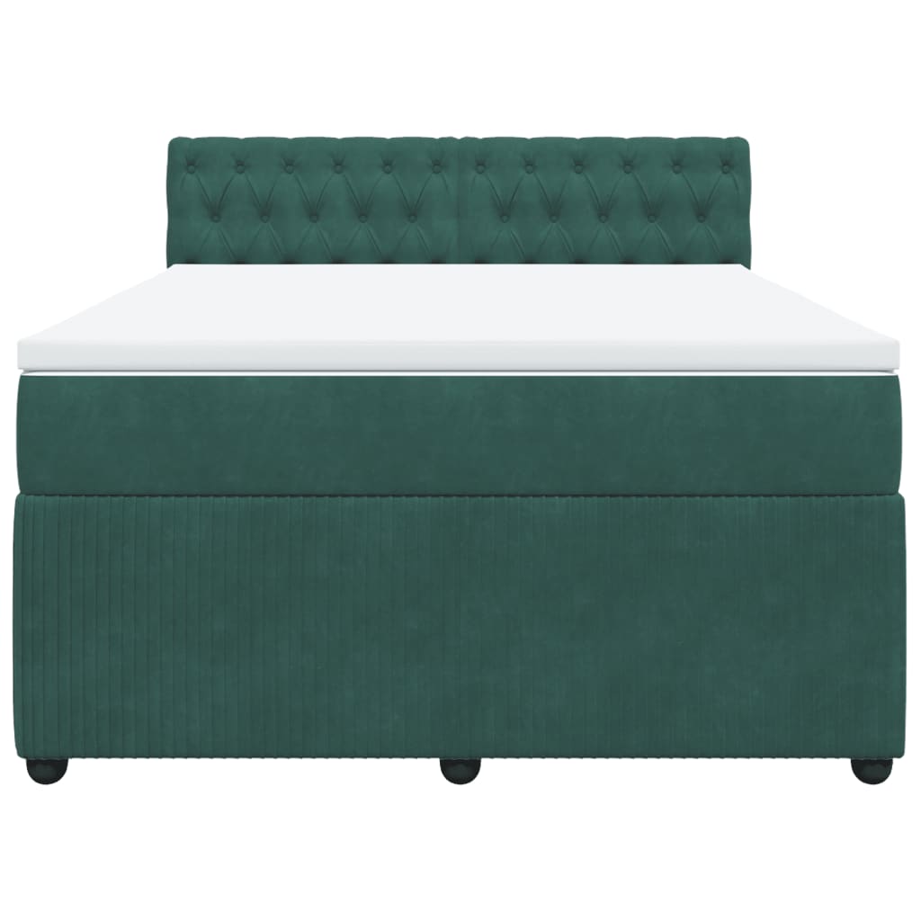 Boxspring met matras fluweel donkergroen 140x190 cm is nu te koop bij PeponiXL, paradijselijk wonen!