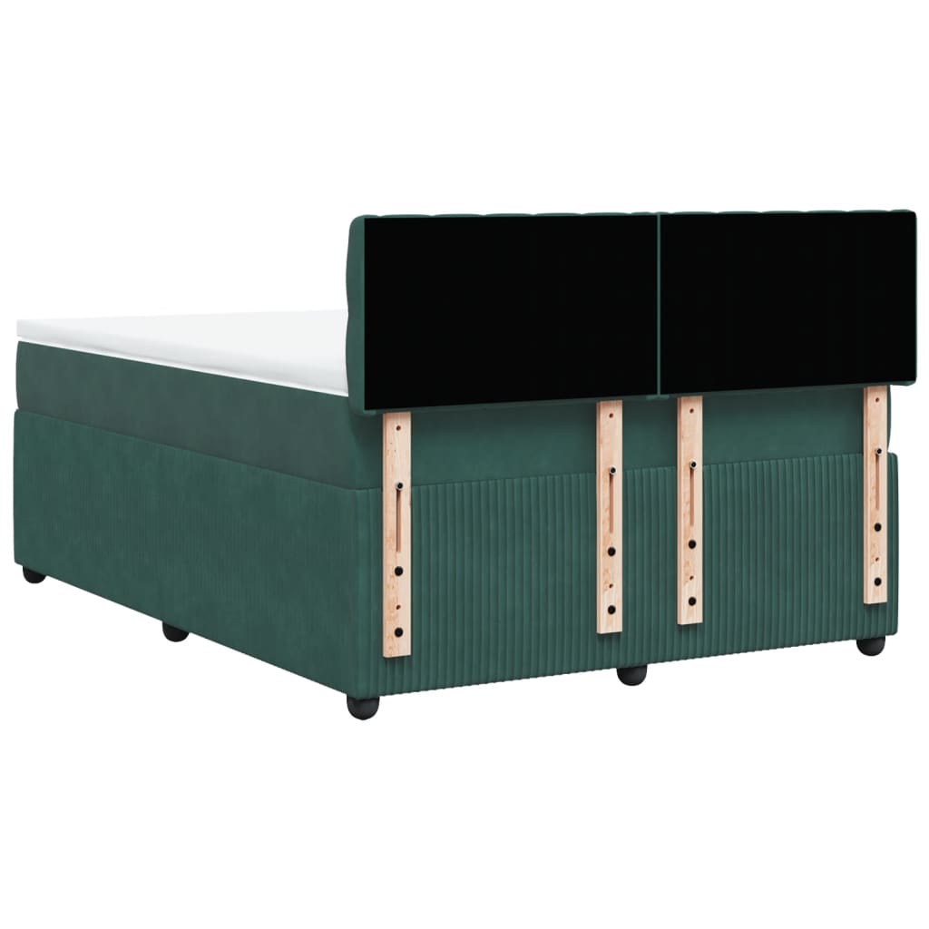 Boxspring met matras fluweel donkergroen 140x190 cm is nu te koop bij PeponiXL, paradijselijk wonen!