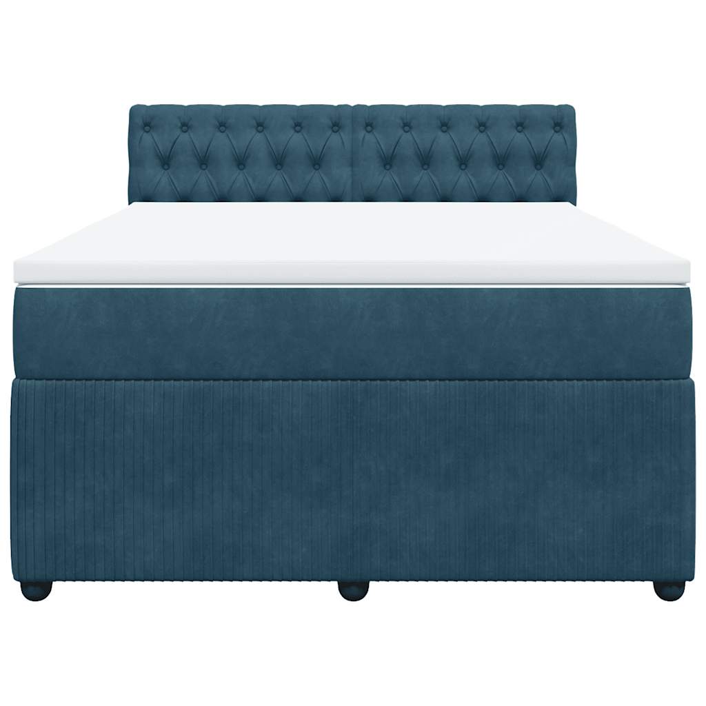 Boxspring met matras fluweel blauw 140x190 cm is nu te koop bij PeponiXL, paradijselijk wonen!