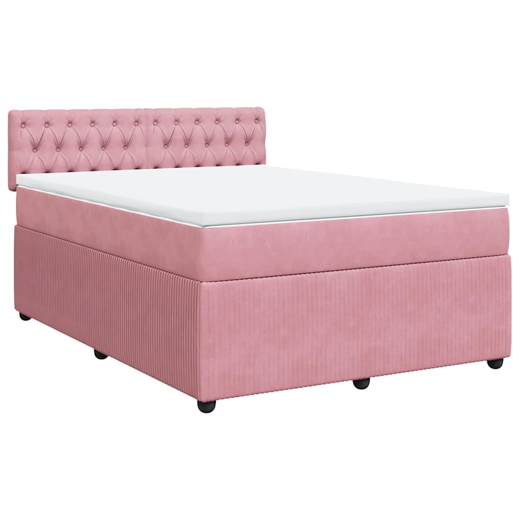 Boxspring met matras fluweel roze 140x190 cm is nu te koop bij PeponiXL, paradijselijk wonen!